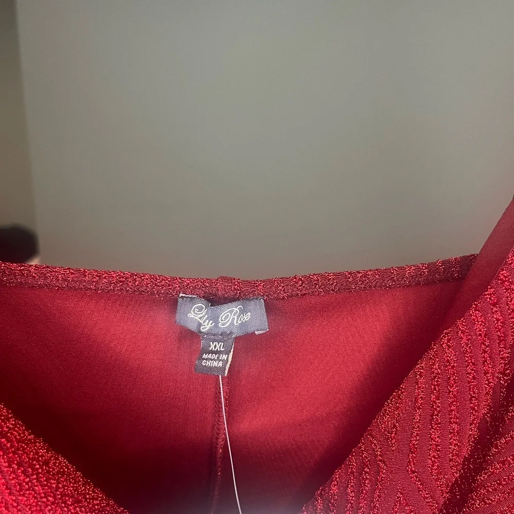 6/$25 Lily Rose Shimmering Red Mini Dress - Picture 2 of 4